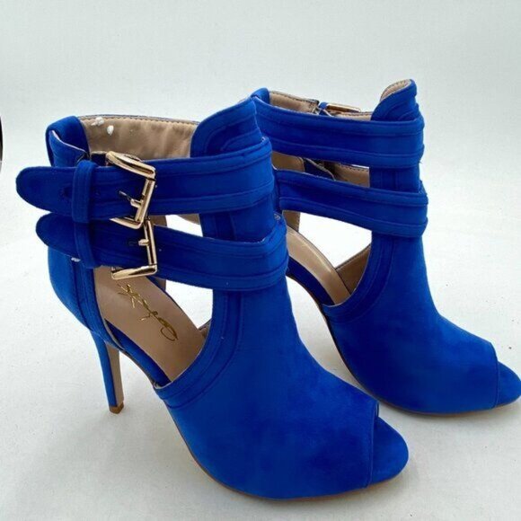 XYD Women Peep Toe Ankle Bootie High Heels Buckled Double Straps Cutout Fashion - Picture 1 of 7